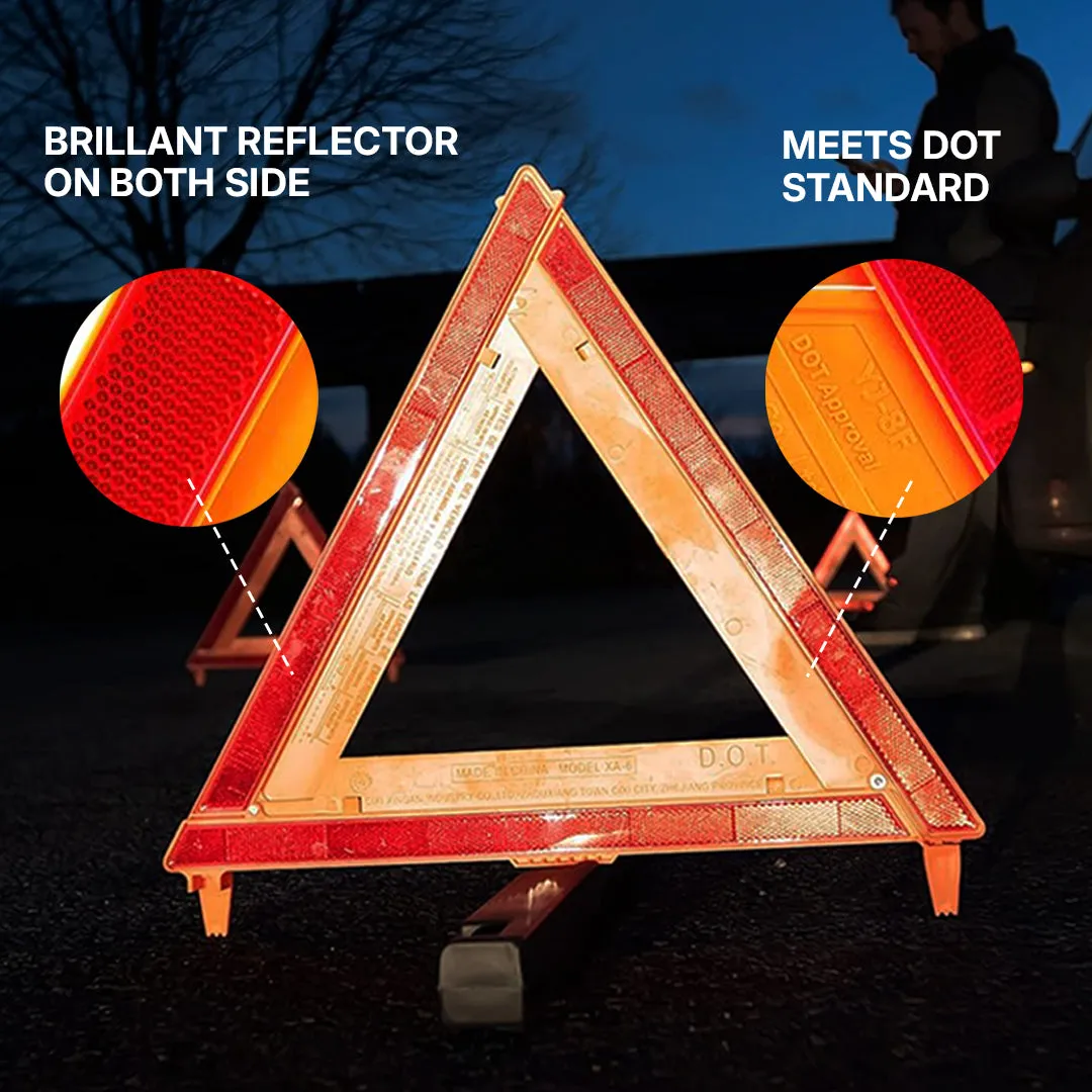 Deluxe Auto Emergency Warning Safety Triangle - 3 Pack