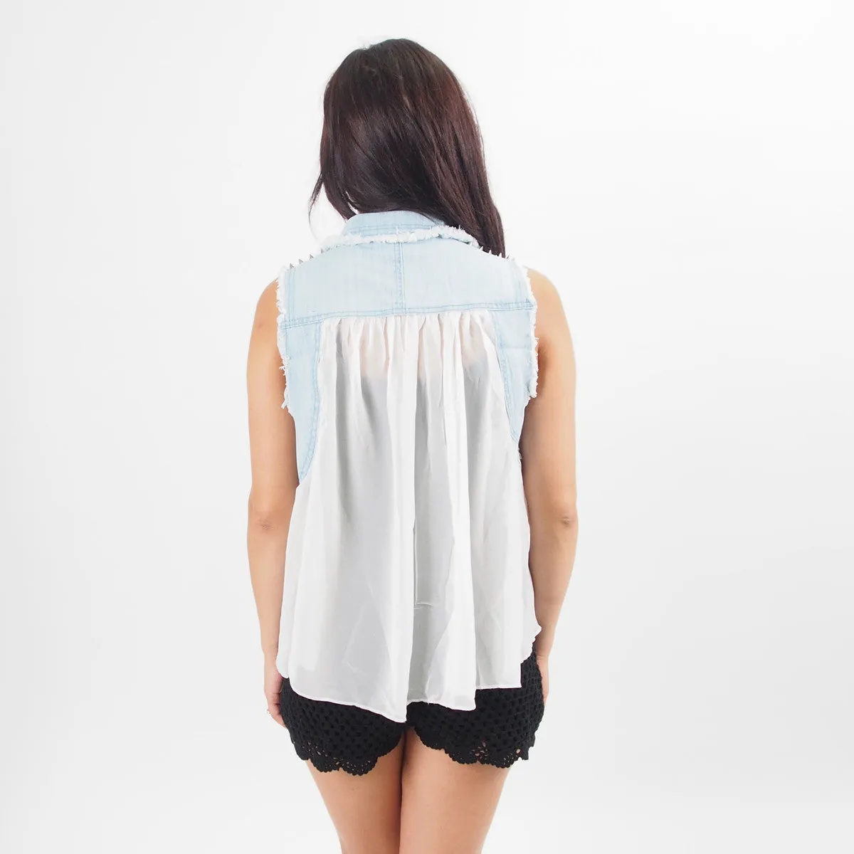 Denim & Chiffon Vest