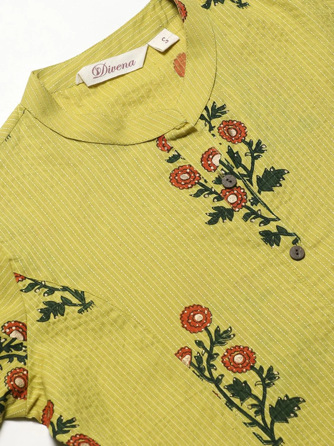 Divena Lemon Yellow Straight Cotton Kurta