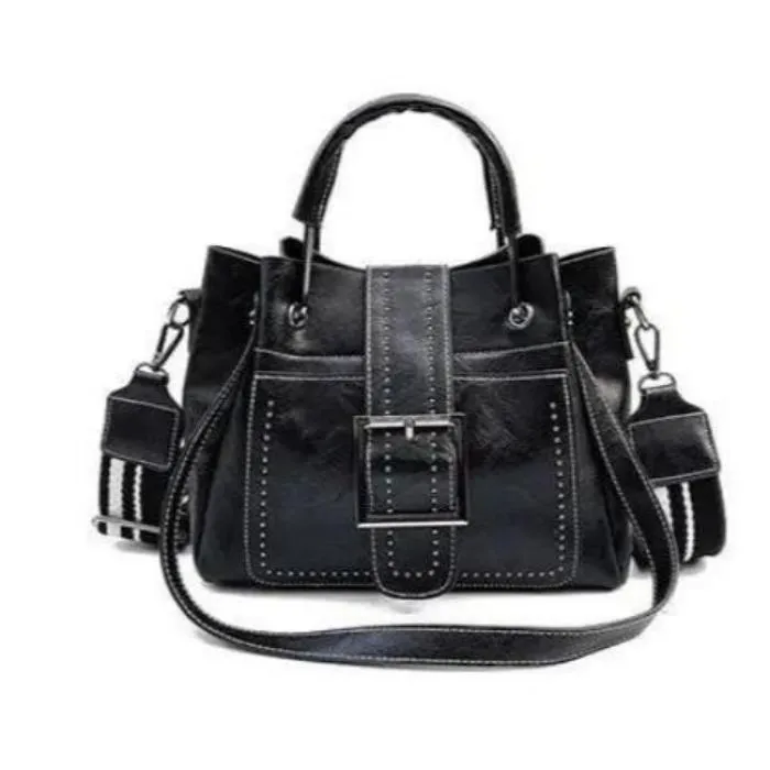 Double Leather Bucket Bag Handbag