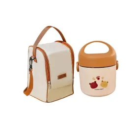 Durable Stainless Steel Vertical Kids Lunch Box with Insulated Bag