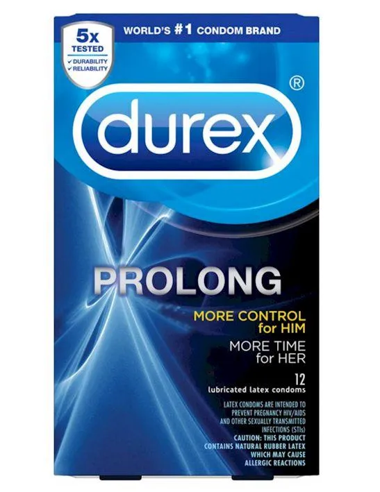 Durex Prolong Lubricated Latex Condoms