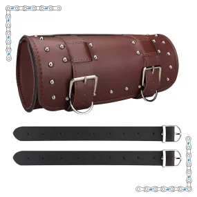 eBike Brown Leather Rounded Studded Bar Bag for ebike