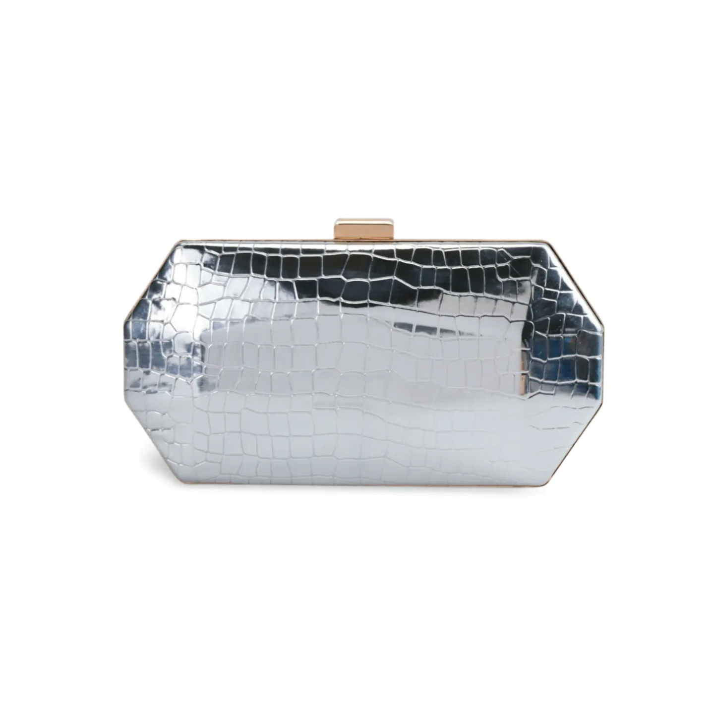 Elegant Metallic Clutch Bag with Detachable Chain Strap