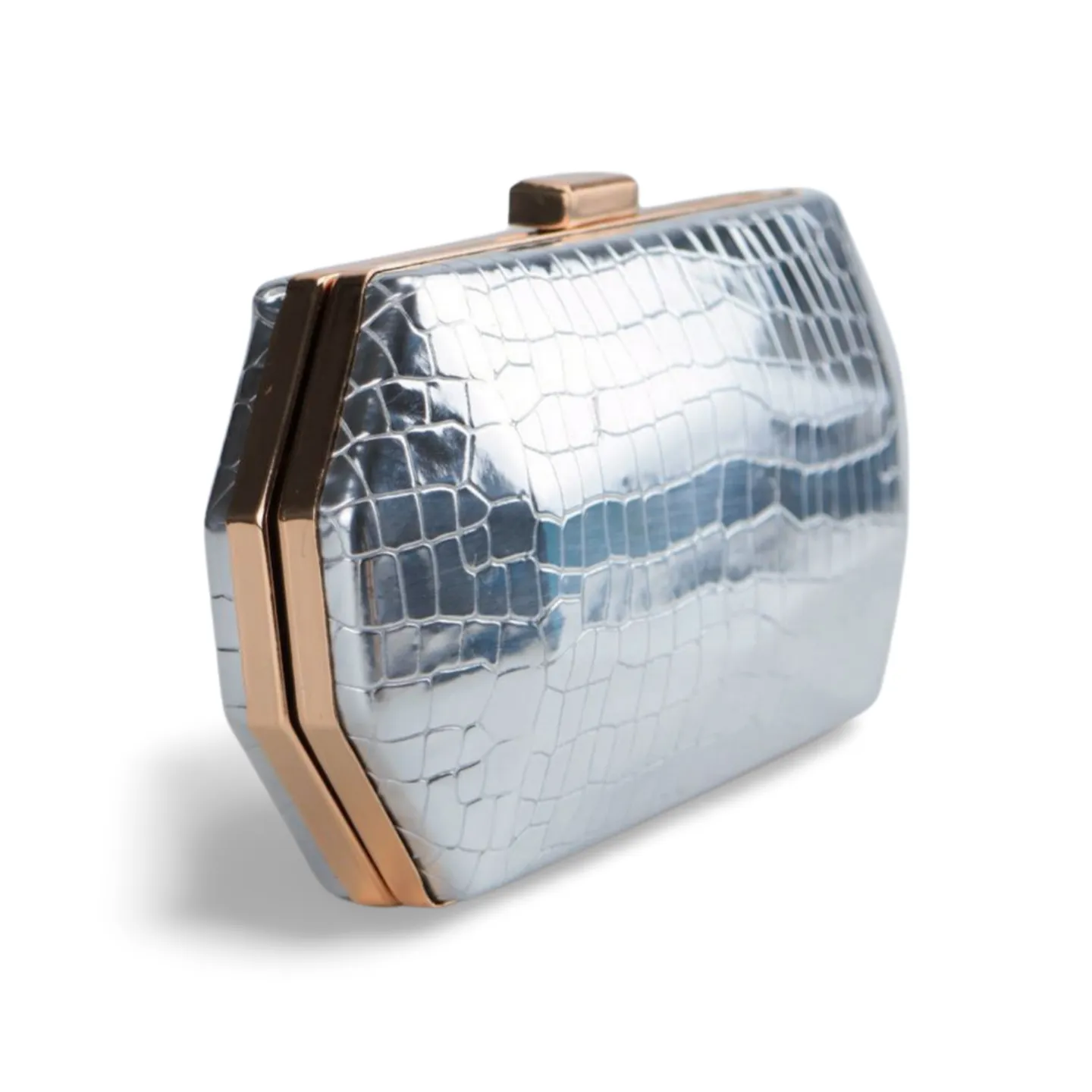 Elegant Metallic Clutch Bag with Detachable Chain Strap