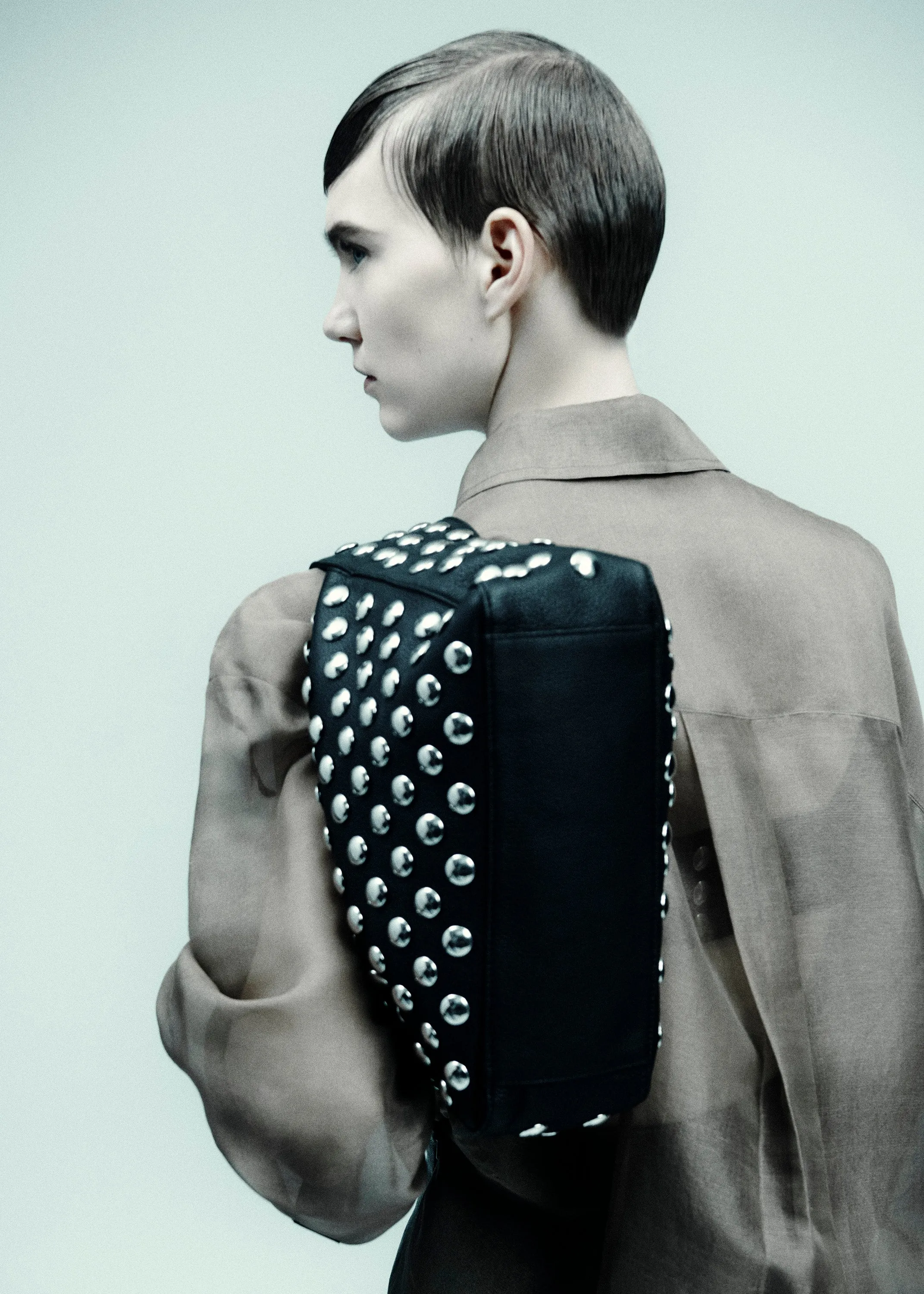 Elena Bag in Black Leather with Studs