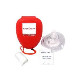 EverOne CPR Rescue Mask, Adult/Child Pocket Resuscitator, Hard Case with Wrist Strap   Gloves & Wipes