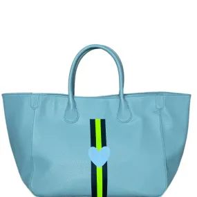 Everyday Vegan Leather Tote - Blue Line Heart