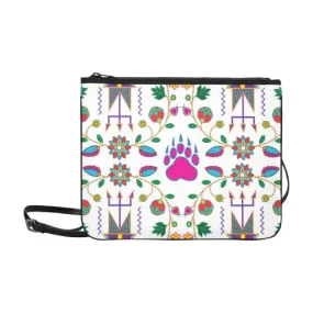 Geometric Floral Fall-White Slim Clutch Bag