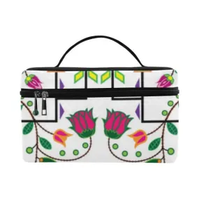 Geometric Floral Summer-White Cosmetic Bag/Large