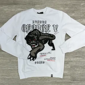 George V- studded panther sweatshirt (white)