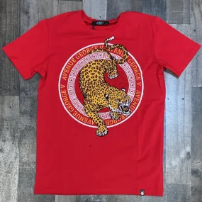 George V- studded tiger & ring ss tee (red)