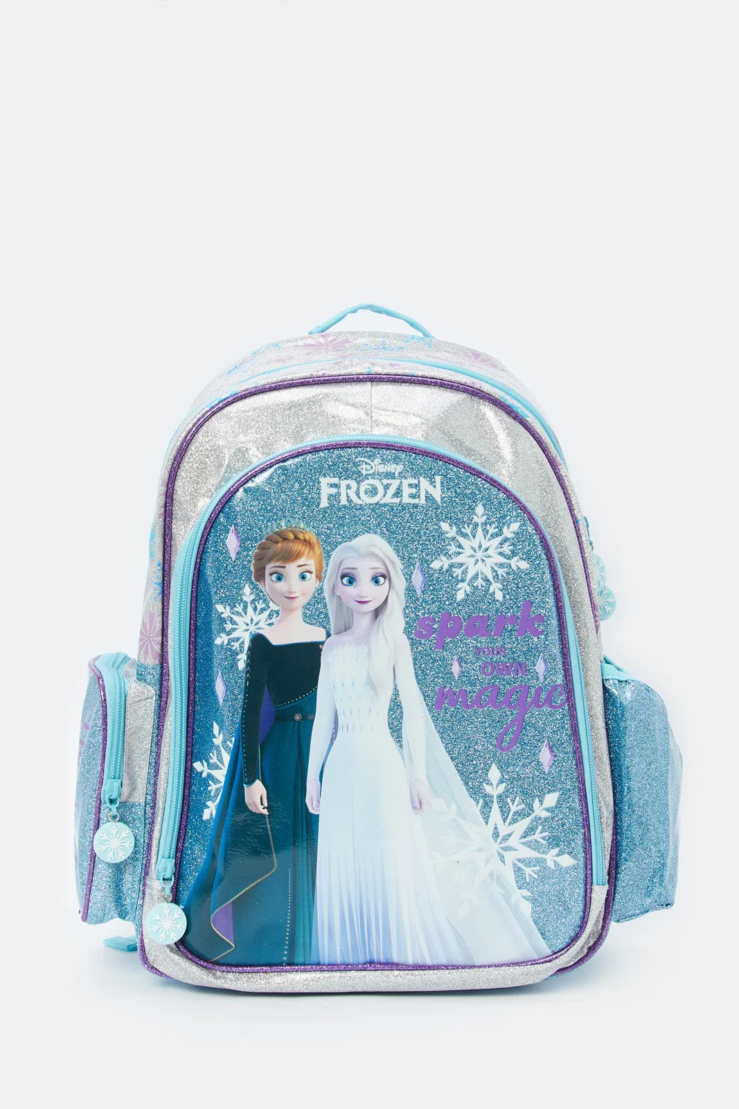 Girls Blue And Purple Frozen Print Backpack (16 Inch)