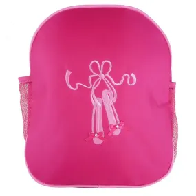 Girls Hot Pink Ballet Shoe Mesh Side Pockets Stylish Backpack