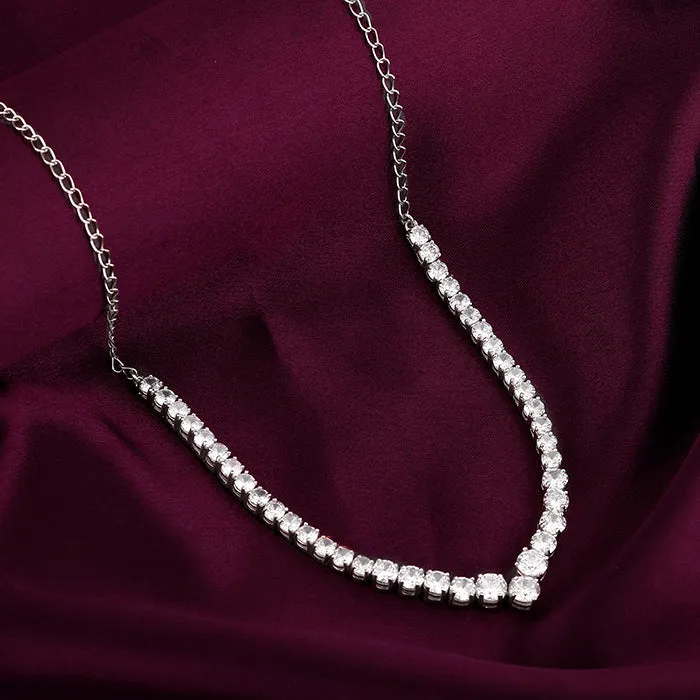 GIVA Silver Classic Zirconia Necklace