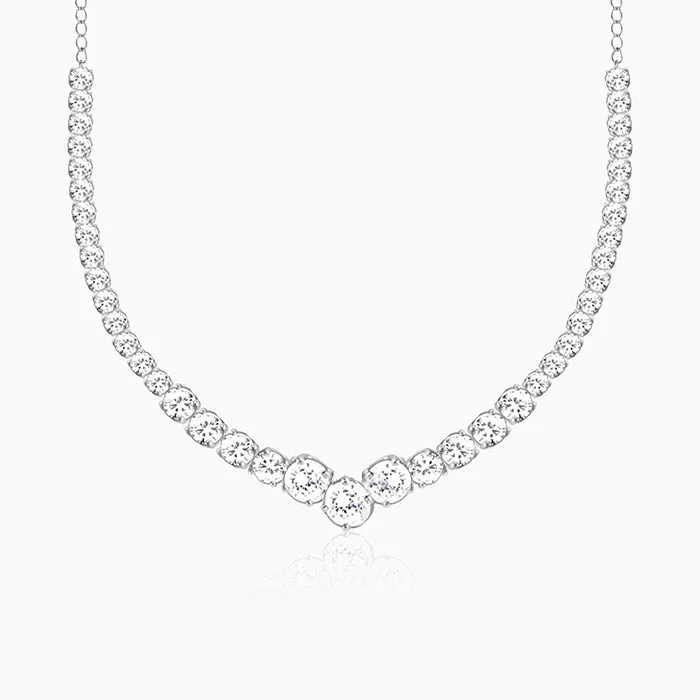 GIVA Silver Classic Zirconia Necklace