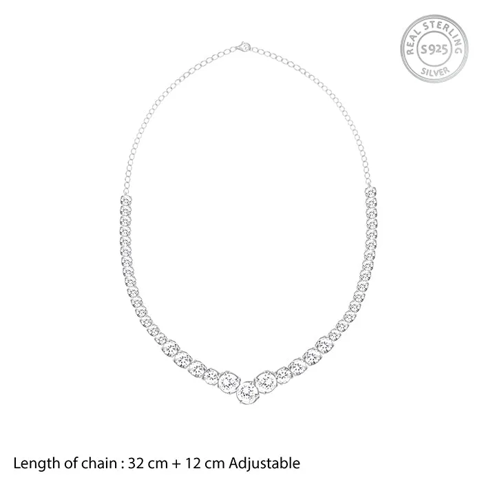 GIVA Silver Classic Zirconia Necklace