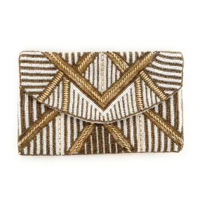 Gold Beaded Clutch Purse