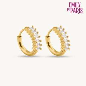 Gold Stone Studded Hoop Earrings