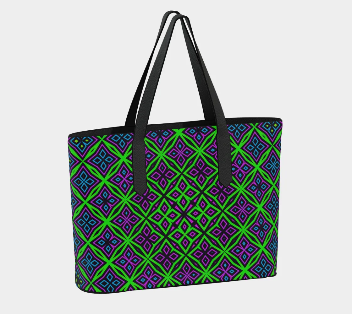 GREEN PATTERN VEGAN LEATHER TOTE BAG | CAMERON GRAY