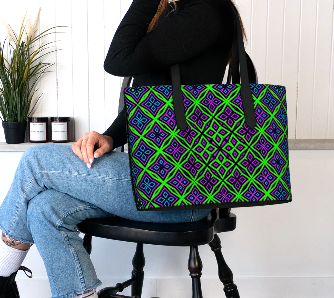 GREEN PATTERN VEGAN LEATHER TOTE BAG | CAMERON GRAY