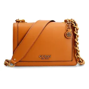 GUESS Abey Elite Girlfriend Satchel | Quilted Style for Women (Brown)