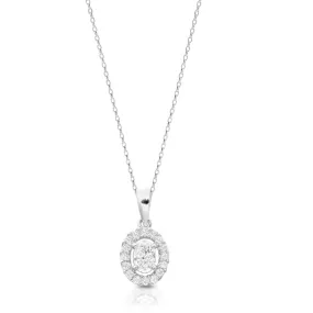 Halo CZ Pendant - 9ct White Gold