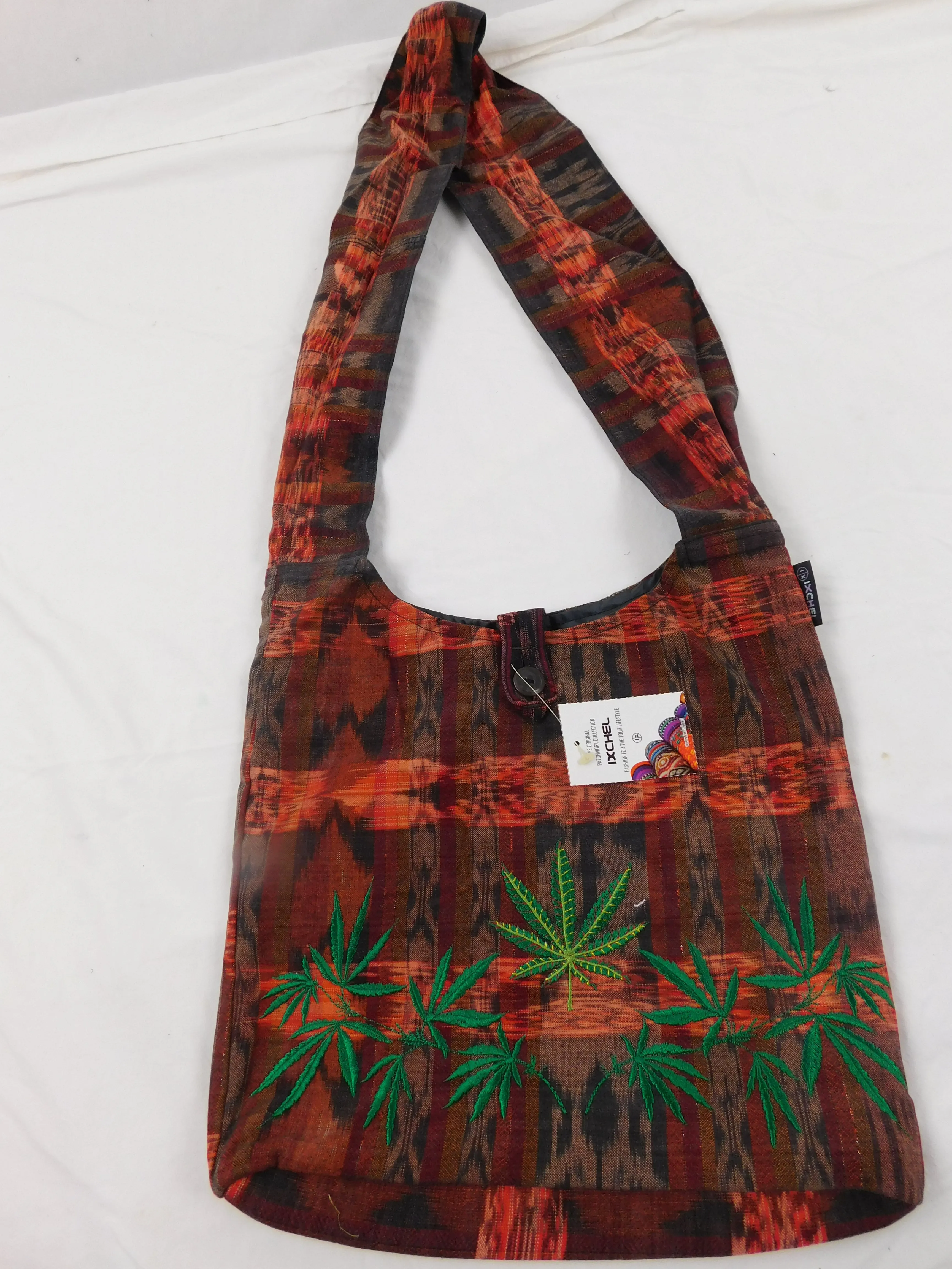 Hand woven Shoulder bag with Ganja Leaf Embroidery