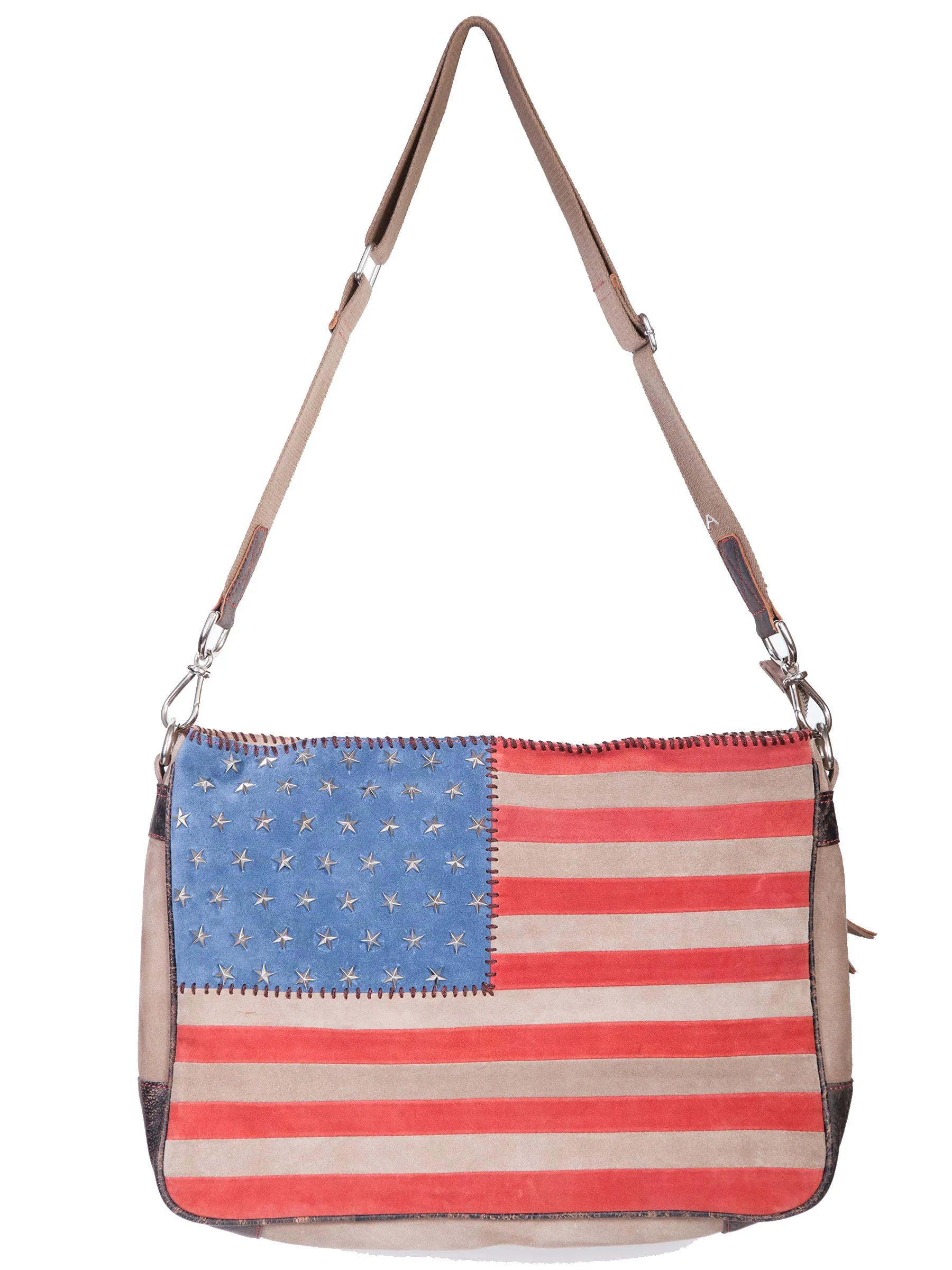 Handbag, American Flag Purse, Suede Leather, B124