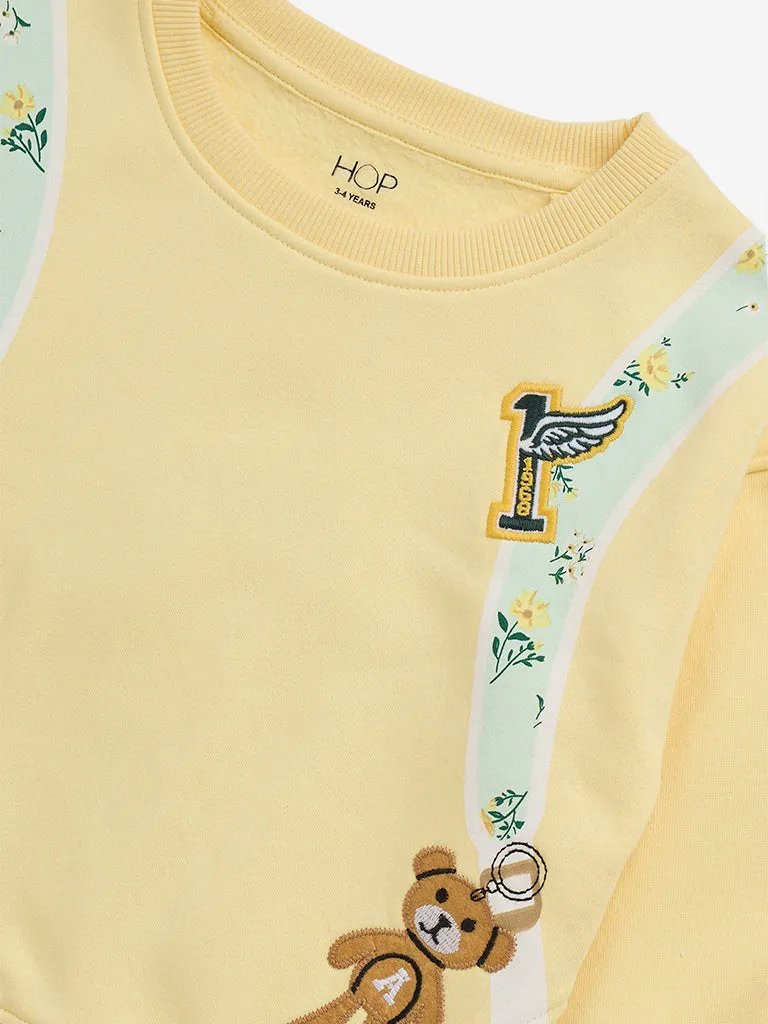 HOP Kids Yellow Backpack-Design Cotton Blend Sweatshirt