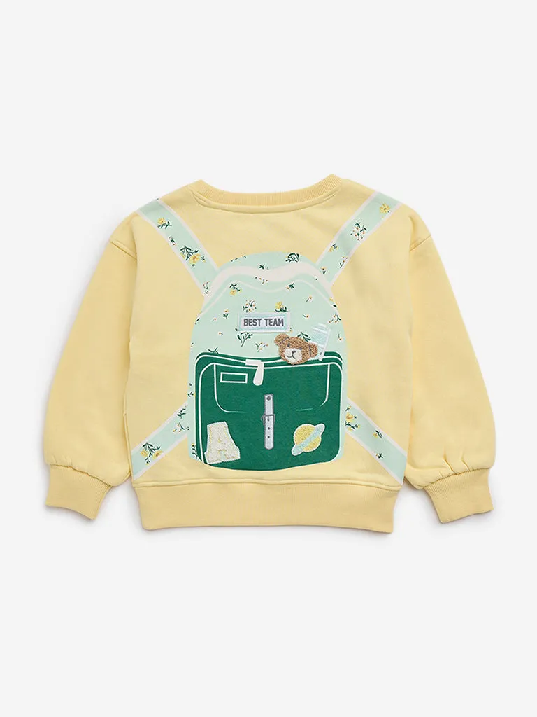 HOP Kids Yellow Backpack-Design Cotton Blend Sweatshirt