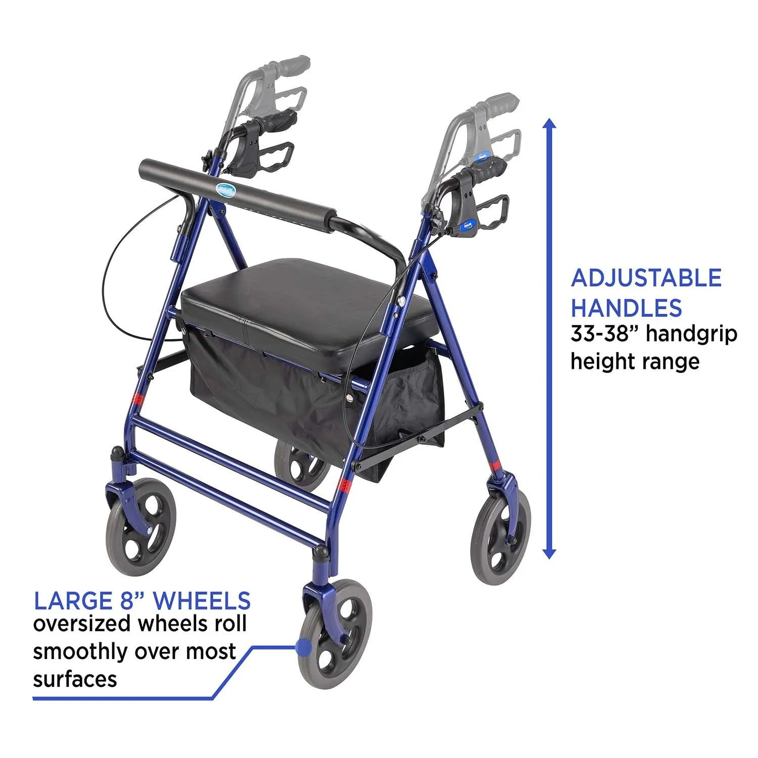 Invacare Bariatric Rollator, Wide/ Tall HD Rolling Walker with Seat & Wheels, 66550