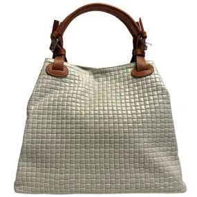 Italian Woven Handbag-Shoulder Strap Beige