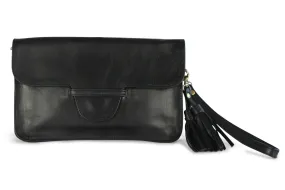 JANE LEATHER CLUTCH IN BLACK