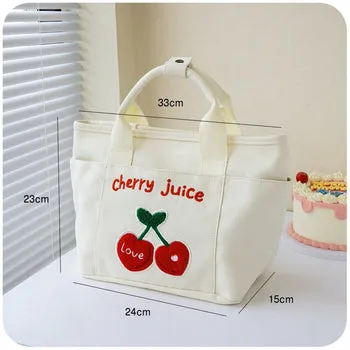 Kawaii Cherry & Bunny Canvas Lunch Box - Kawaii Boxes