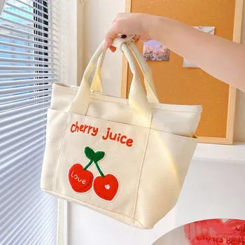 Kawaii Cherry & Bunny Canvas Lunch Box - Kawaii Boxes