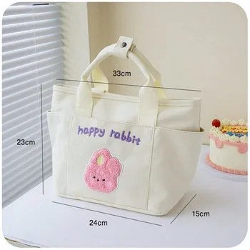 Kawaii Cherry & Bunny Canvas Lunch Box - Kawaii Boxes