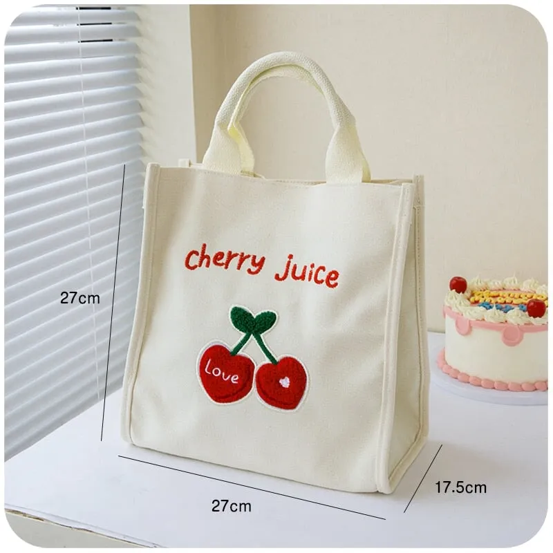 Kawaii Cherry & Bunny Canvas Lunch Box - Kawaii Boxes