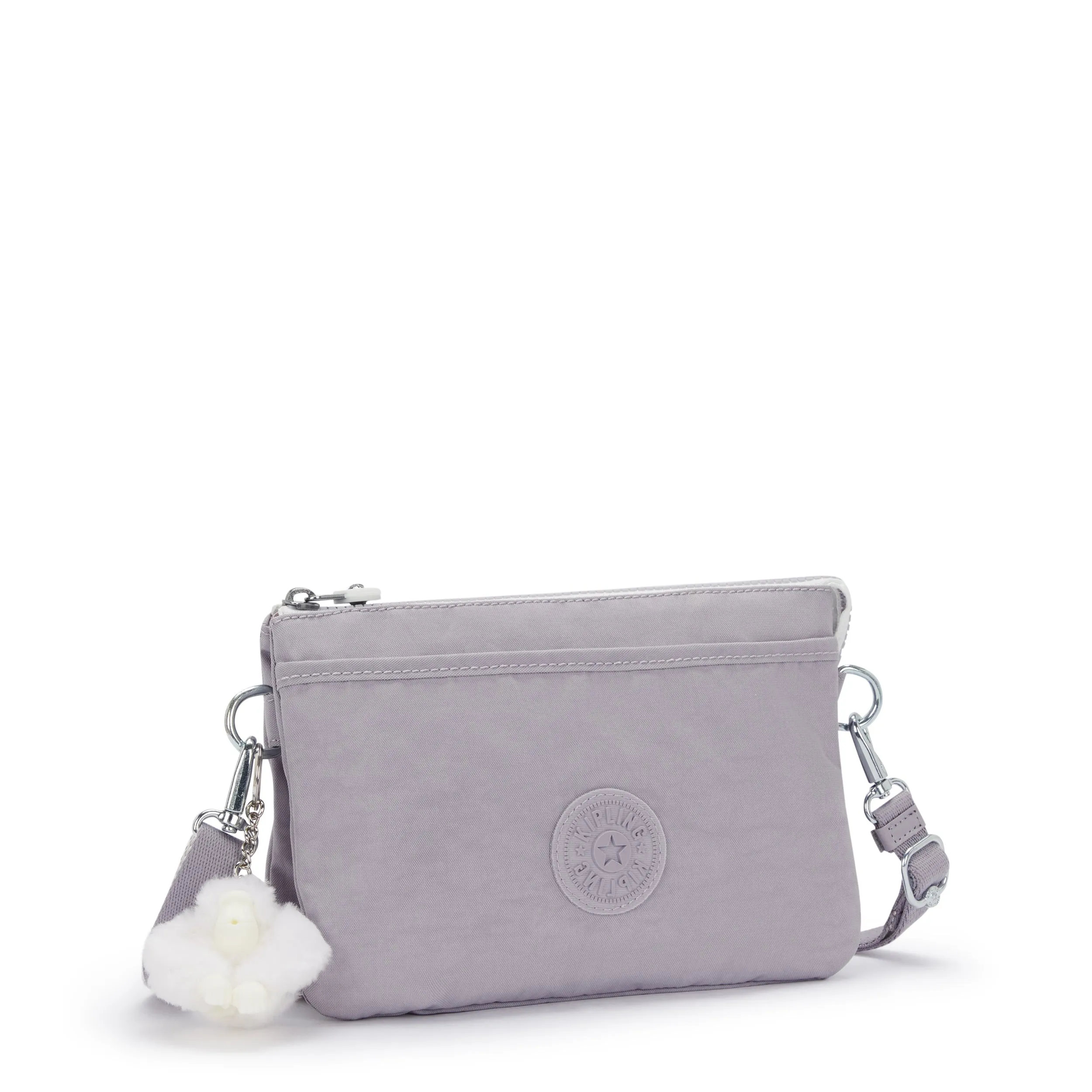 Kipling Riri Tender Grey Large Pouch with Crossbody Strap C2I7590-1FB