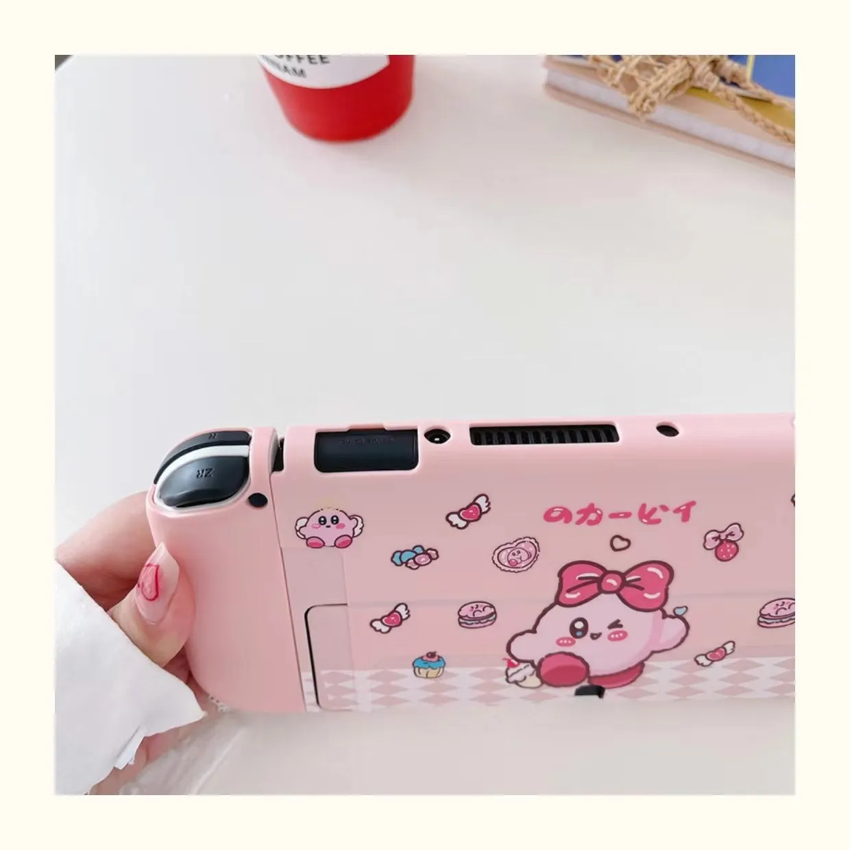 Kirby Inspired Pink Switch OLED Case Cover and Carrying Bag