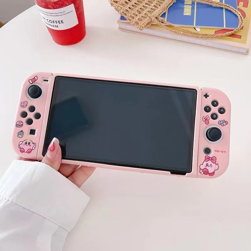 Kirby Inspired Pink Switch OLED Case Cover and Carrying Bag