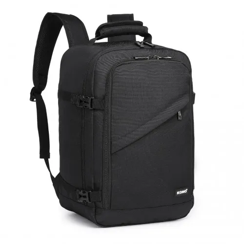 Kono Lightweight Cabin Bag Travel Business Backpack in Black - 20L Capacity, Perfect for Trips & Flights