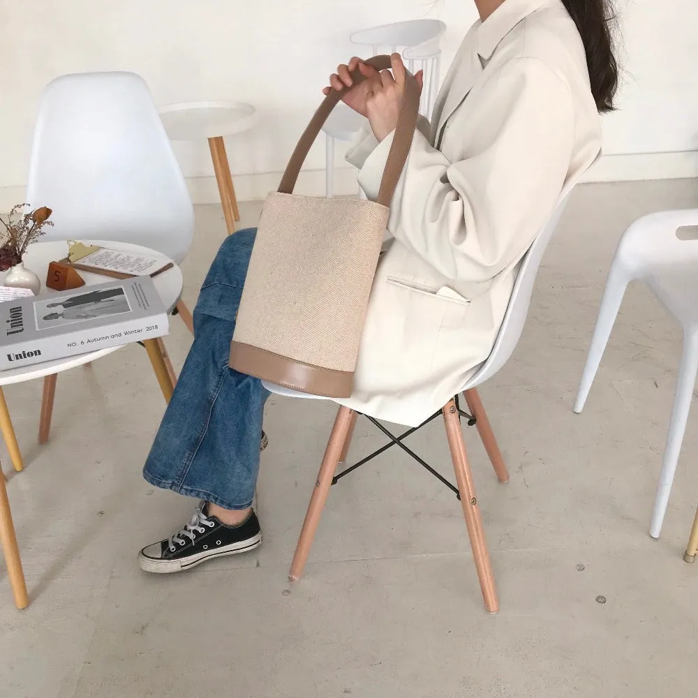 [Korean Style] Fay Canvas Shoulder Bucket Bag