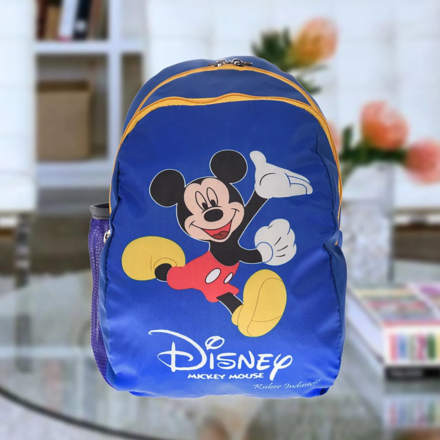 Kuber Industries Disney Mickey School Bag | Kids School Bags | Student Bookbag | School Bag for Girls & Boys | School Backpack for Kids | 2 Compartments School Bag | Blue