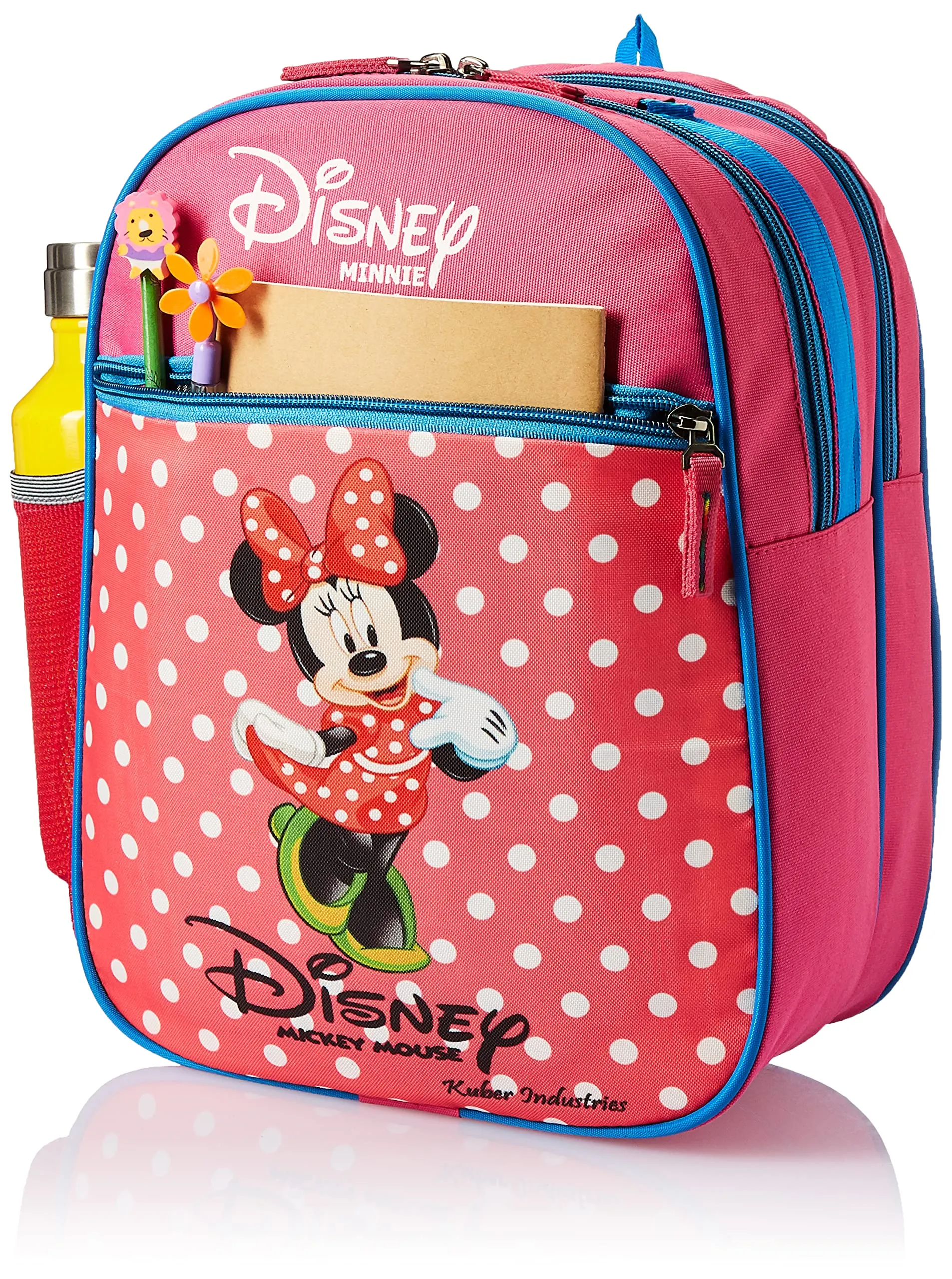 Kuber Industries Disney Mickey School Bag | Kids School Bags | Student Bookbag | School Bag for Girls & Boys | School Backpack for Kids | 2 Compartments School Bag | Red