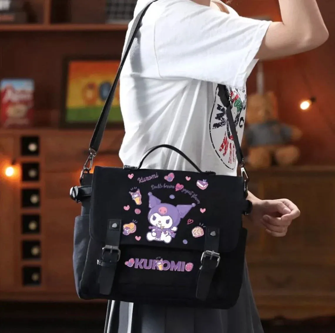 Kuromi Shoulder Bag White Black