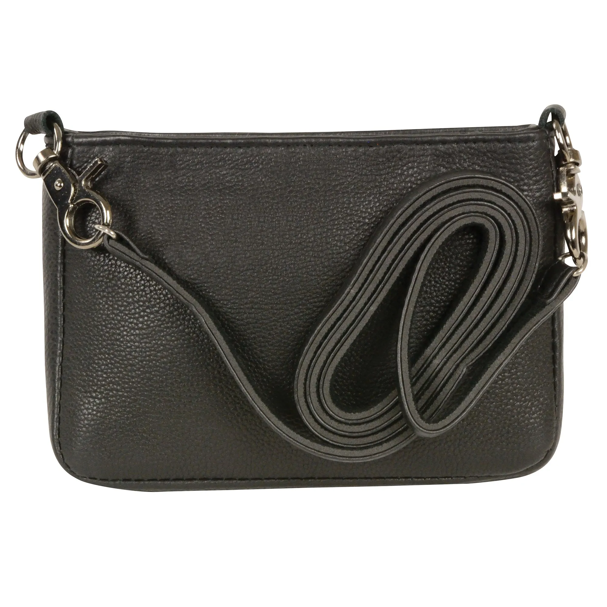 Ladies Double Zipper Leather Shoulder Bag