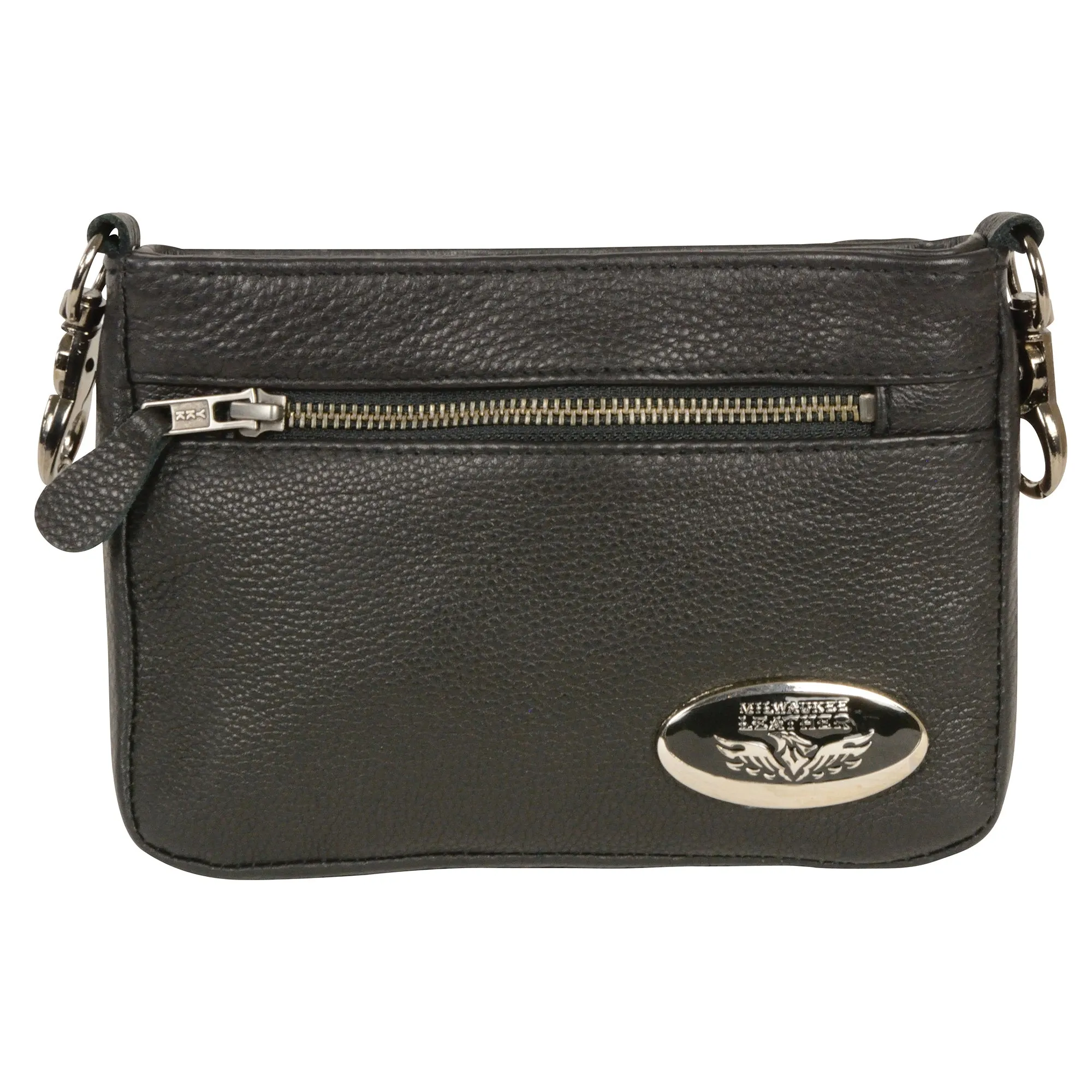 Ladies Double Zipper Leather Shoulder Bag