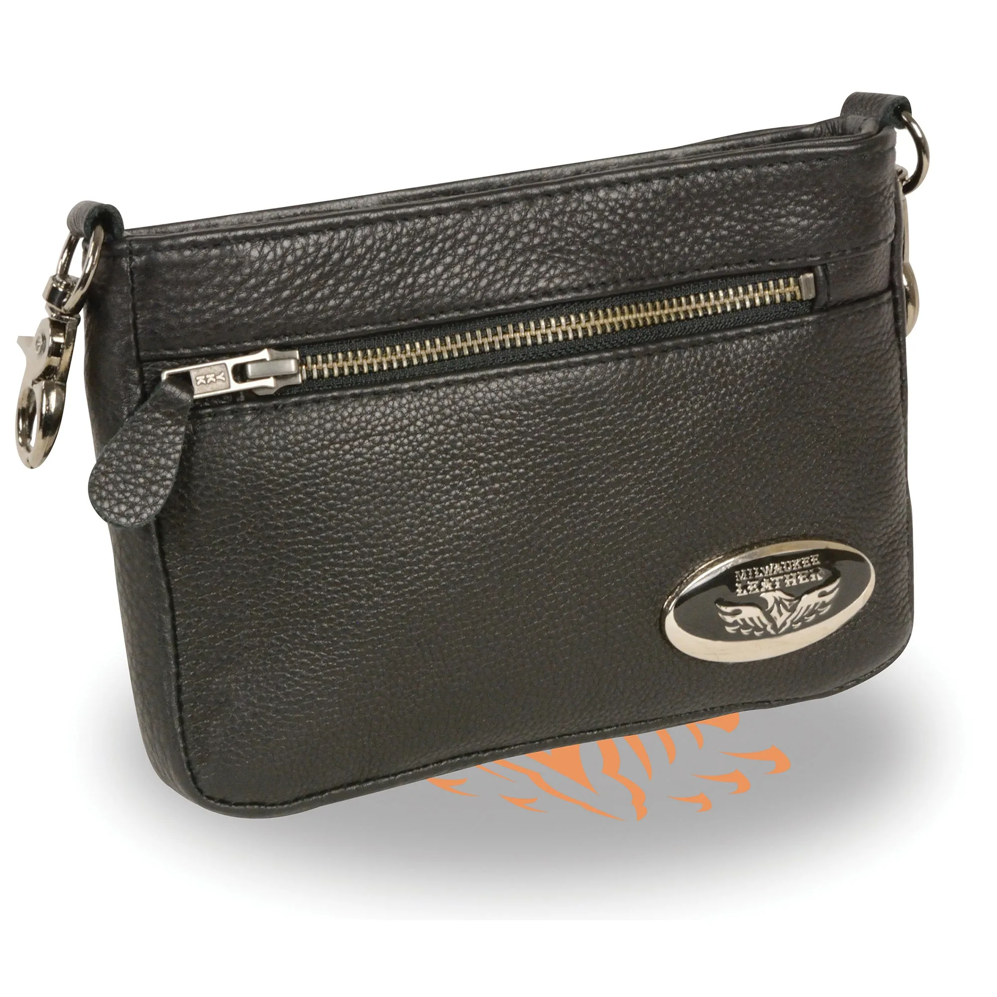 Ladies Double Zipper Leather Shoulder Bag