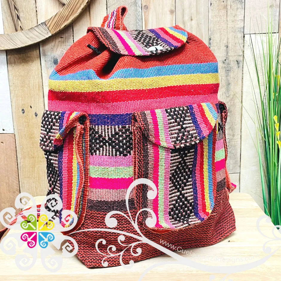 Large Boho Backpack with 3 Pockets - - Mochila Escolar